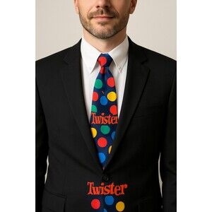 “Vintage Twister Board Game Tie – Briefly Stated Novelty Necktie 90s Colorful”
